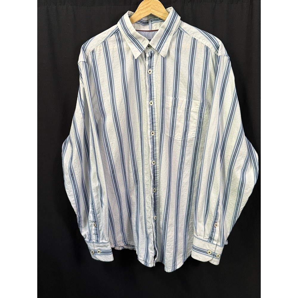Tommy Bahama Jeans Modern Fit Striped Flip Cuff Button Down Shirt Mens XL